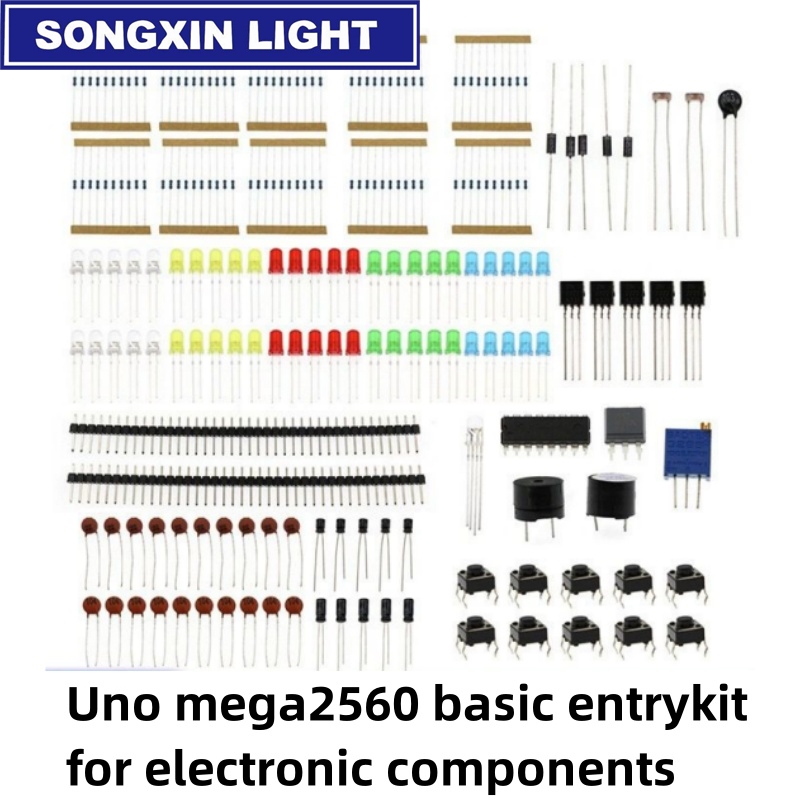 Diy Electronics Raspberry Pi - Arduino unuinoの基本的なスターターキット,sx DIY電気部品,LEDブザー,コンデンサー抵抗器,zunmega2560,