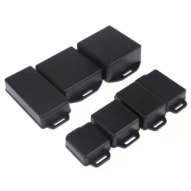Diy Electronic Components - 黒色プラスチック電子プロジェクト筐体セット、複数サイズ、DIY回路部品保護用取り付け耳付き