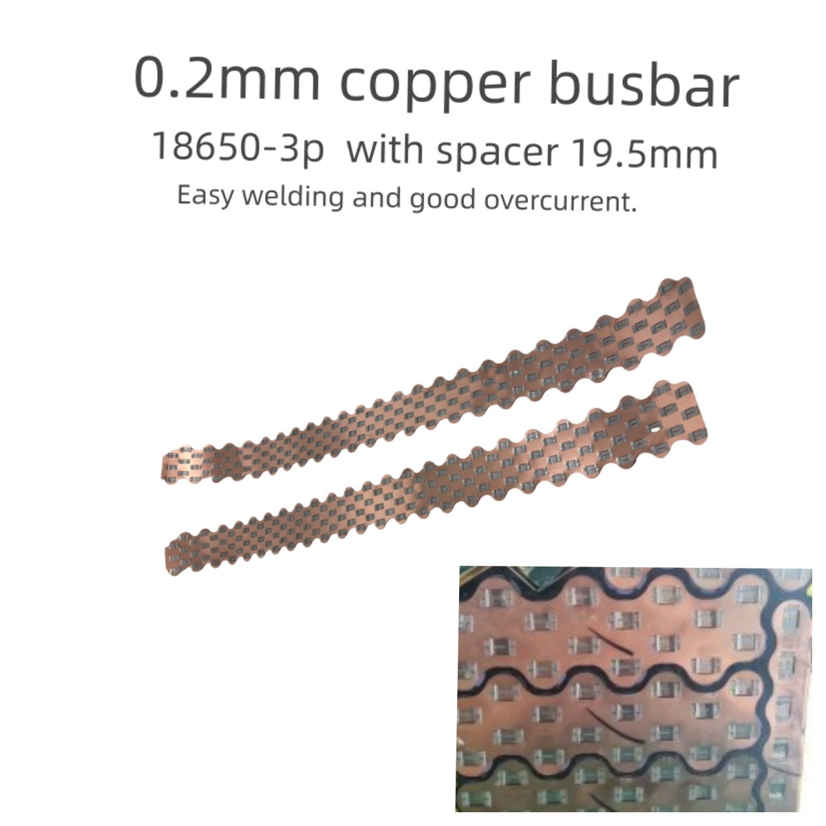 Diy Electronic Components - 18650-3P W スタイル銅バスバーバッテリーパックコネクタ 0.2mm 中心間隔 19.5mm