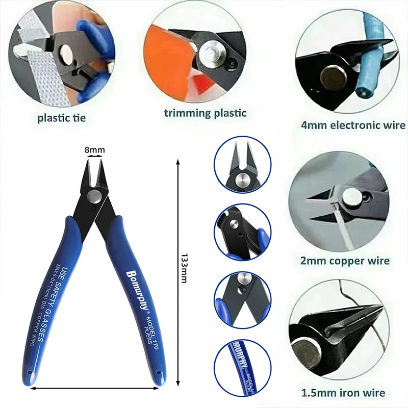 170種類の電子機器用斜めペンチキット、炭素鋼ペンチ、サイド - Diy Electronics Com のレビューと価格
